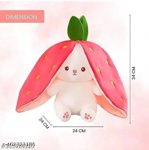 Cute Reversible Strawberry RABBIT ZIPPER BUNNY |Stuffed Toy | Plush toy |For kids - 40 cm